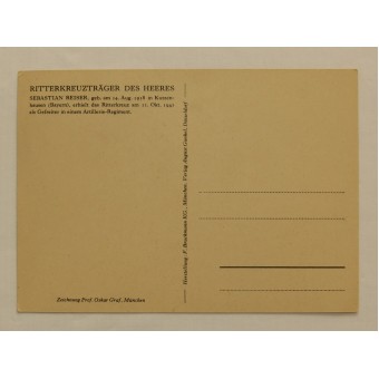 Briefkaart Ritterkreuzträger des Heeres -Sebastian Reiser. Espenlaub militaria
